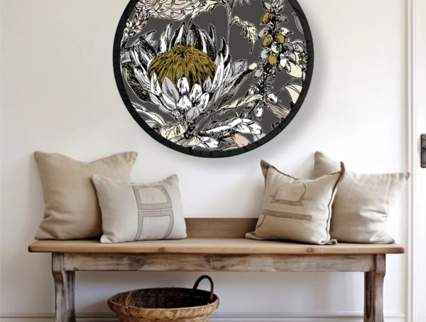 country cottage Floral Protea Grey