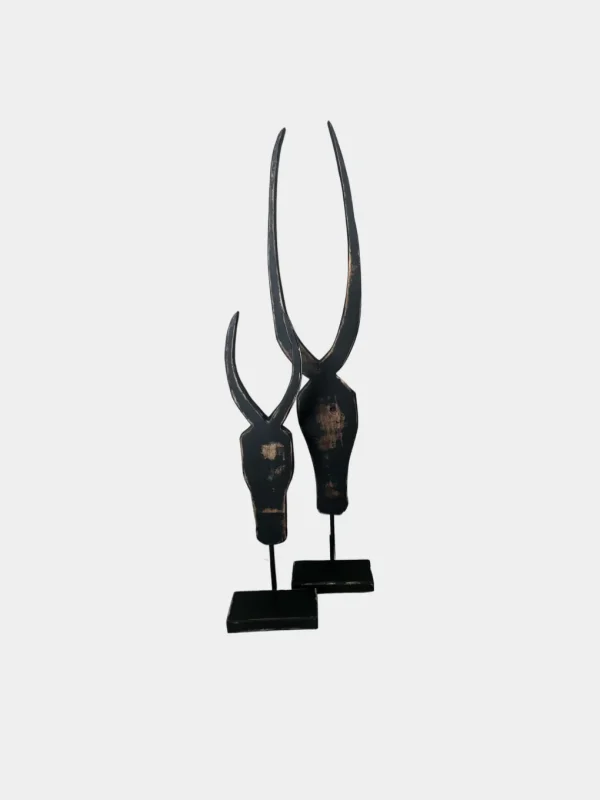 Pair of Horns Aged Black